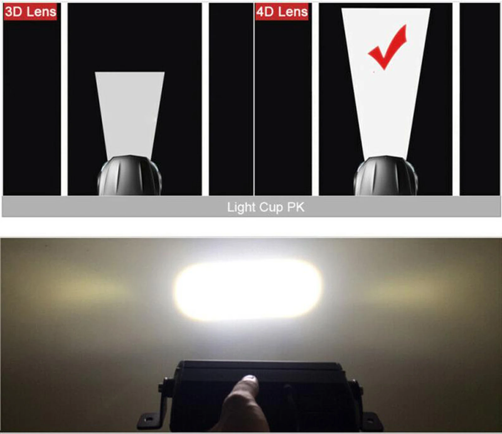 Faretto a Led da 7 pollici lente 4D barra luminosa a Led sottile luce paraurti da lavoro luci fuoristrada guida fendinebbia barra da tetto per auto