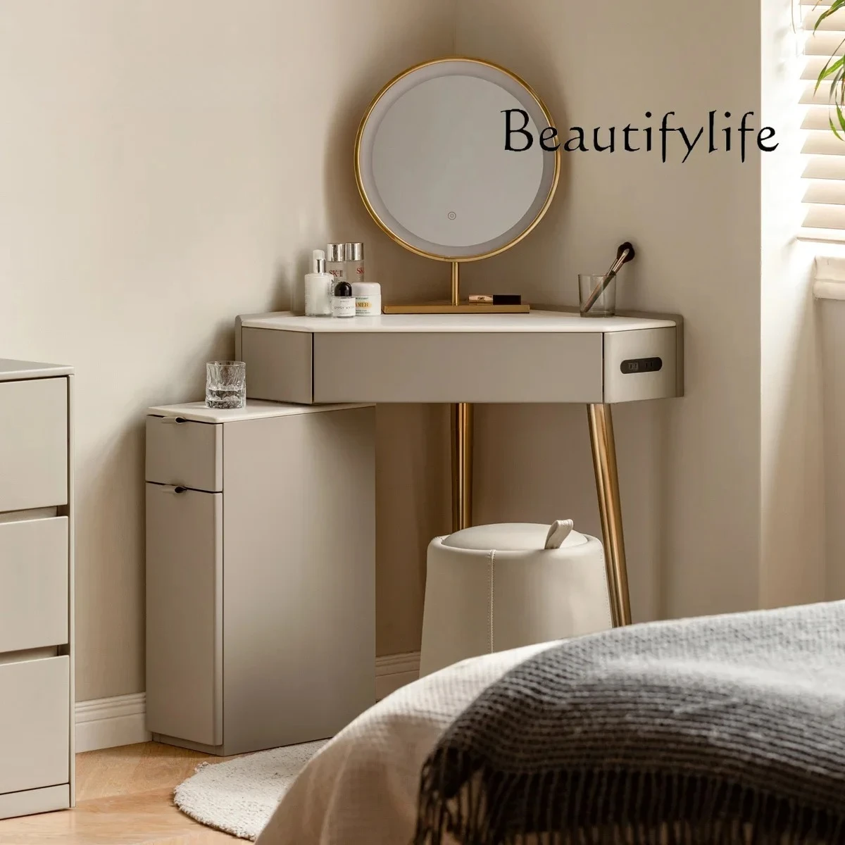 

American medieval solid wood retractable dresser modern simple chest