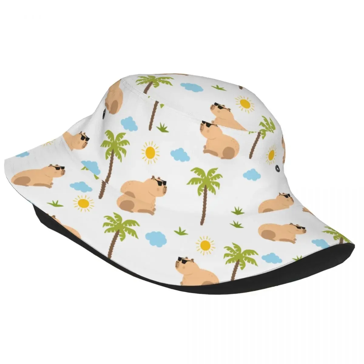 Woman Bucket Hat Capybara Cartoon Spring Picnic Headwear Packable Vacation Fishing Cap Ispoti Cap Birthday Gift Idea