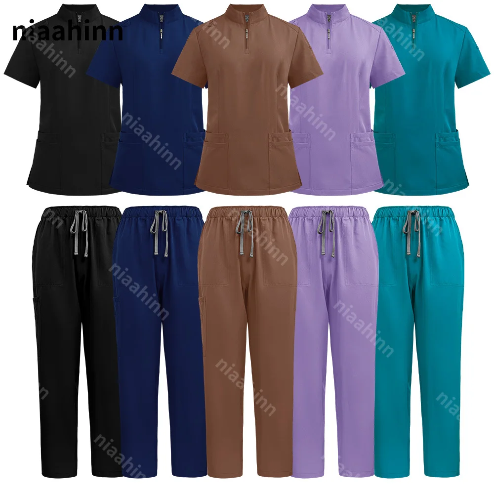 

Scrubs Medical Uniforms Woman Multicolour SPA Beauty Uniform Dentist Veterinary Working Clothes Unisex Pharmacy Clinic Scrub Set