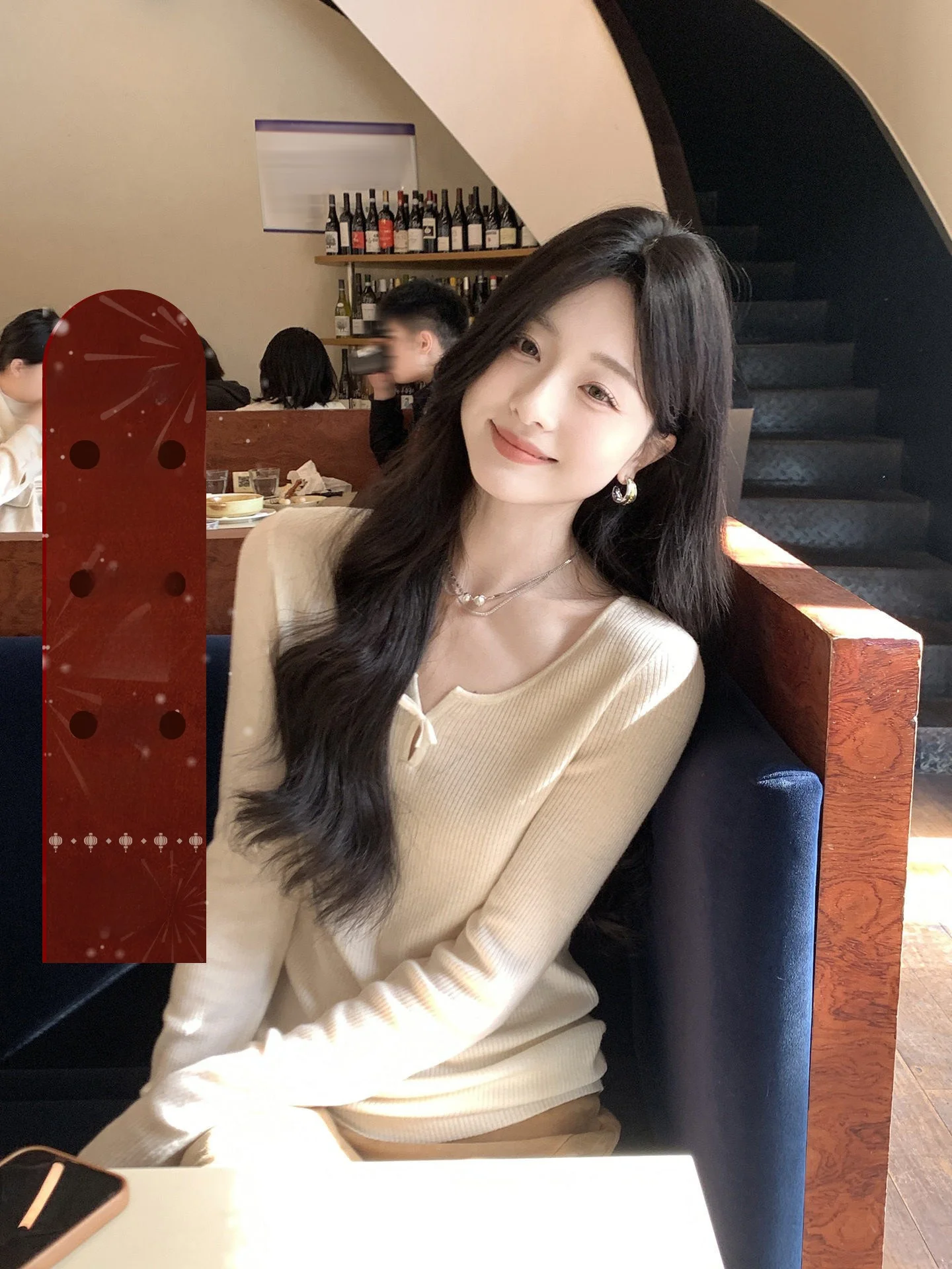 

Women's Knitted Sweater with Knot Regular Fit Large round Ne Wool Blend Winter Top Simple Sle Long Sve