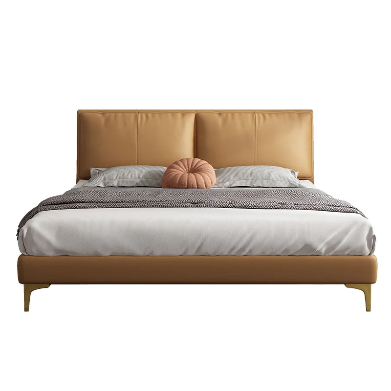 

Italian, Minimalist, Napa, Top Layer, Leather Bed, Double Solid Wood, Soft Bag