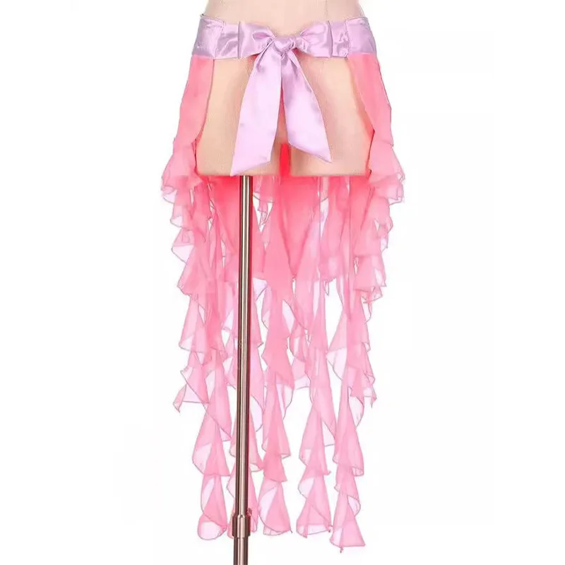 

Пояс-платок для танца живота в стиле девятихвостой лисы, индийский танцевальный шифоновый пояс-ремень, пояс-платок саго, широкий пояс-цепочка на талию