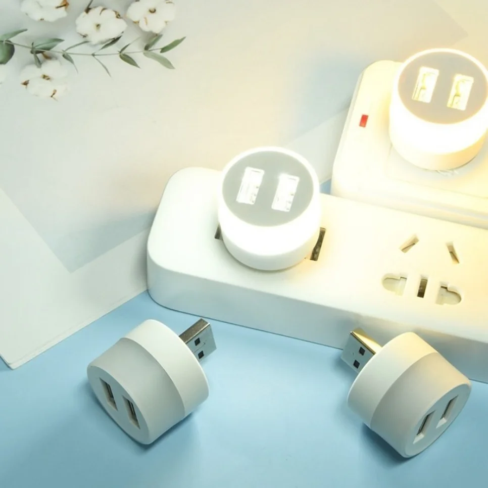 Usb plug lâmpada de carregamento energia móvel 5v usb pequeno livro lâmpadas led proteção para os olhos pequena luz leitura pequena luz redonda luz da noite