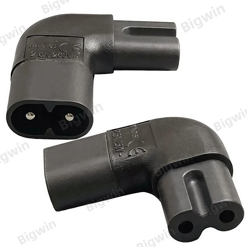 IEC320 C7 Male to C8 Female 90 Degree Right Angle Power Adapter 2.5A 250V Figure 8 Corner Power Connector for TV Monitor PS4 PS5