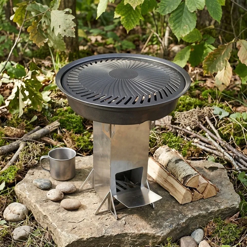 Detachable Portable Wood Stove for Camping Hiking and Picnics 201 Stainless Steel Construction 24x18cm 178g Total Weight