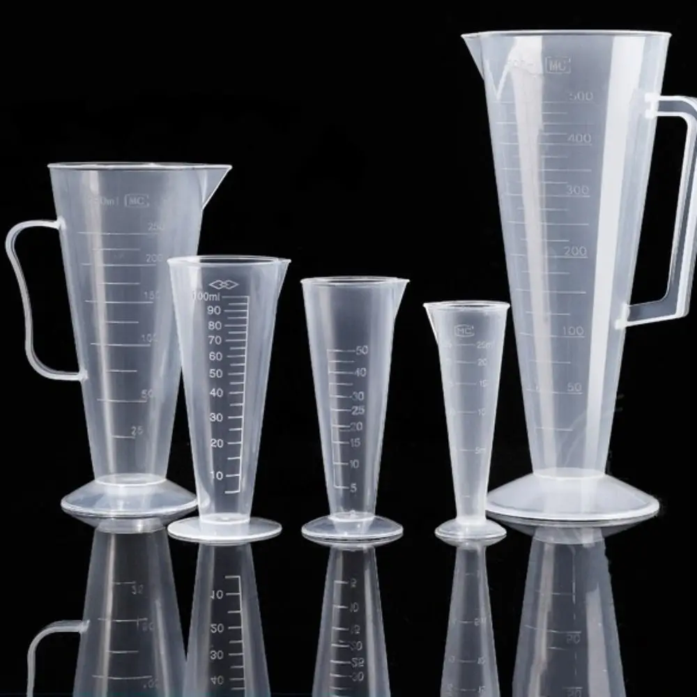 Triangle Liquid Measuring Cup Transparent Plastic Corrugated Cup Heat-resistant 25/50/100/250/500ml Stackable Kitchen Supplies