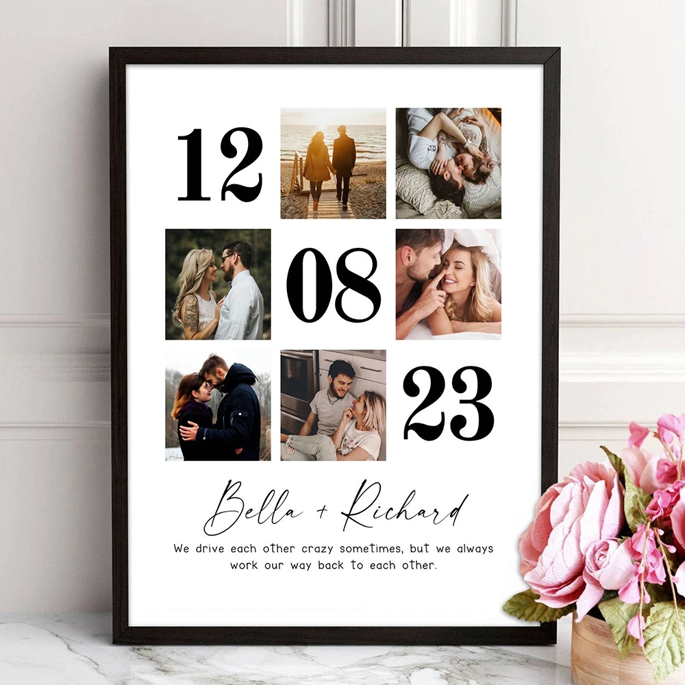 مخصص الزفاف هدية للذكرى السنوية شخصية زوجين الأسرة صور الحاضر المشارك غرفة ديكور المدخل المنزل طلاء جدران لا الإطار #1