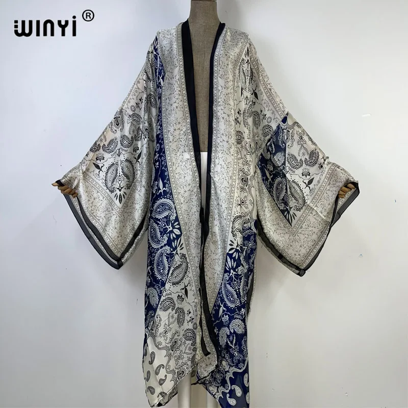 WINYI kimono купальник sweter damski luźny długi strój imprezowy Boho Maxi stroje plażowe dla kobiet zakrywają stroje kąpielowe فساتين طويلة