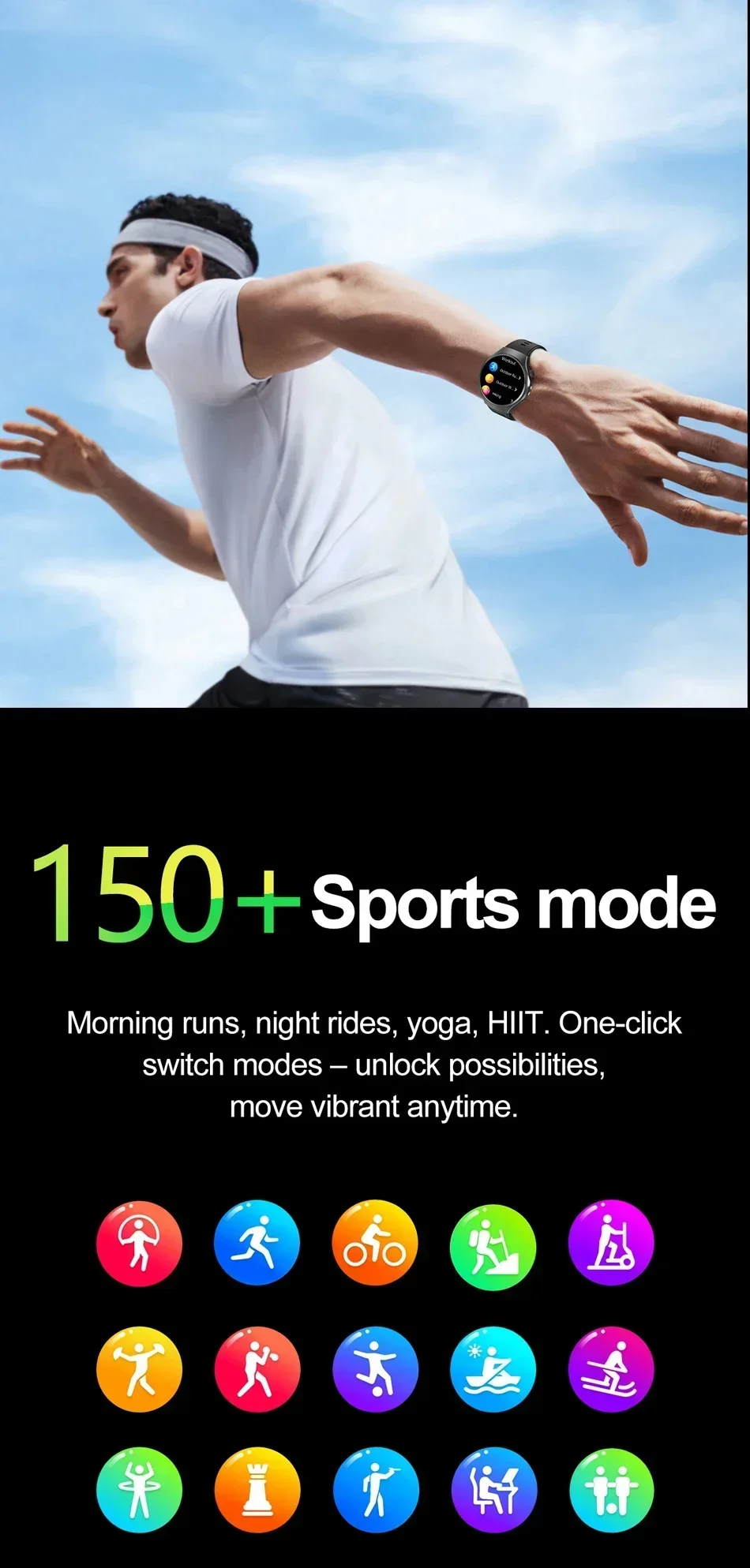 Sports Smart Watch with Bluetooth Calling, IP67 Water Resistance and 150+ Sports Modes description 14