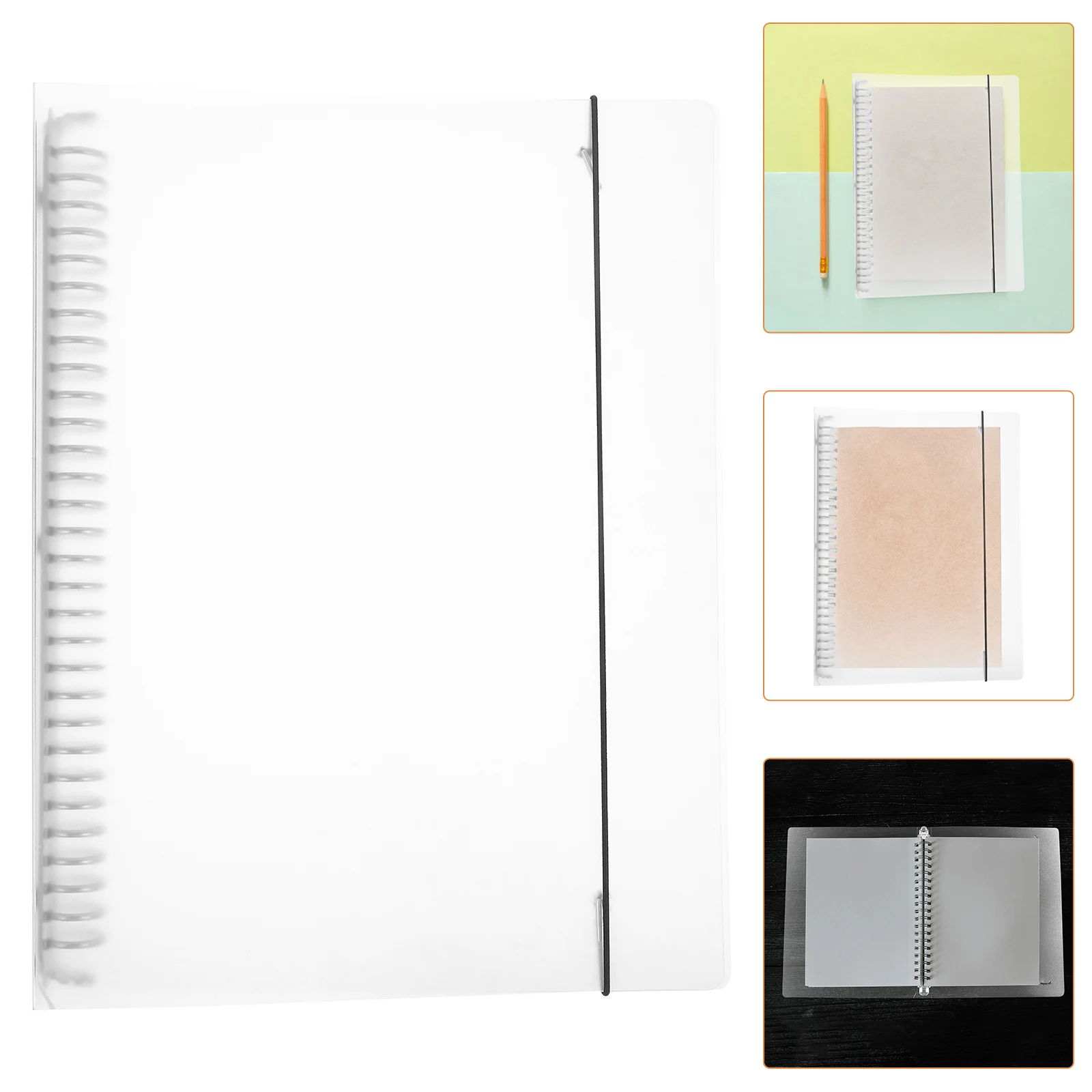 

Transparent Loose Leaf Binder Cover Portable PP Notebook Shell Binding Belt Closure Refillable Notebook Cover Aesthetic