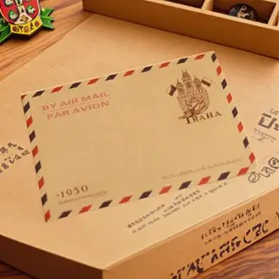 10 個のクラフト紙封筒レトロスタイルの封筒ギフトカードコインスタンプ収納用堆肥化可能なブラウンレッドパターン