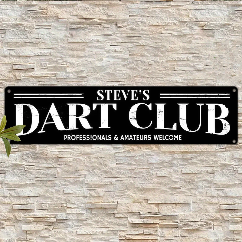 Dart Club Sign, Personalized Gamer Name Man Cave Sign, Professionals & Amateurs Welcome Game Room Decor, Game Decor Sign
