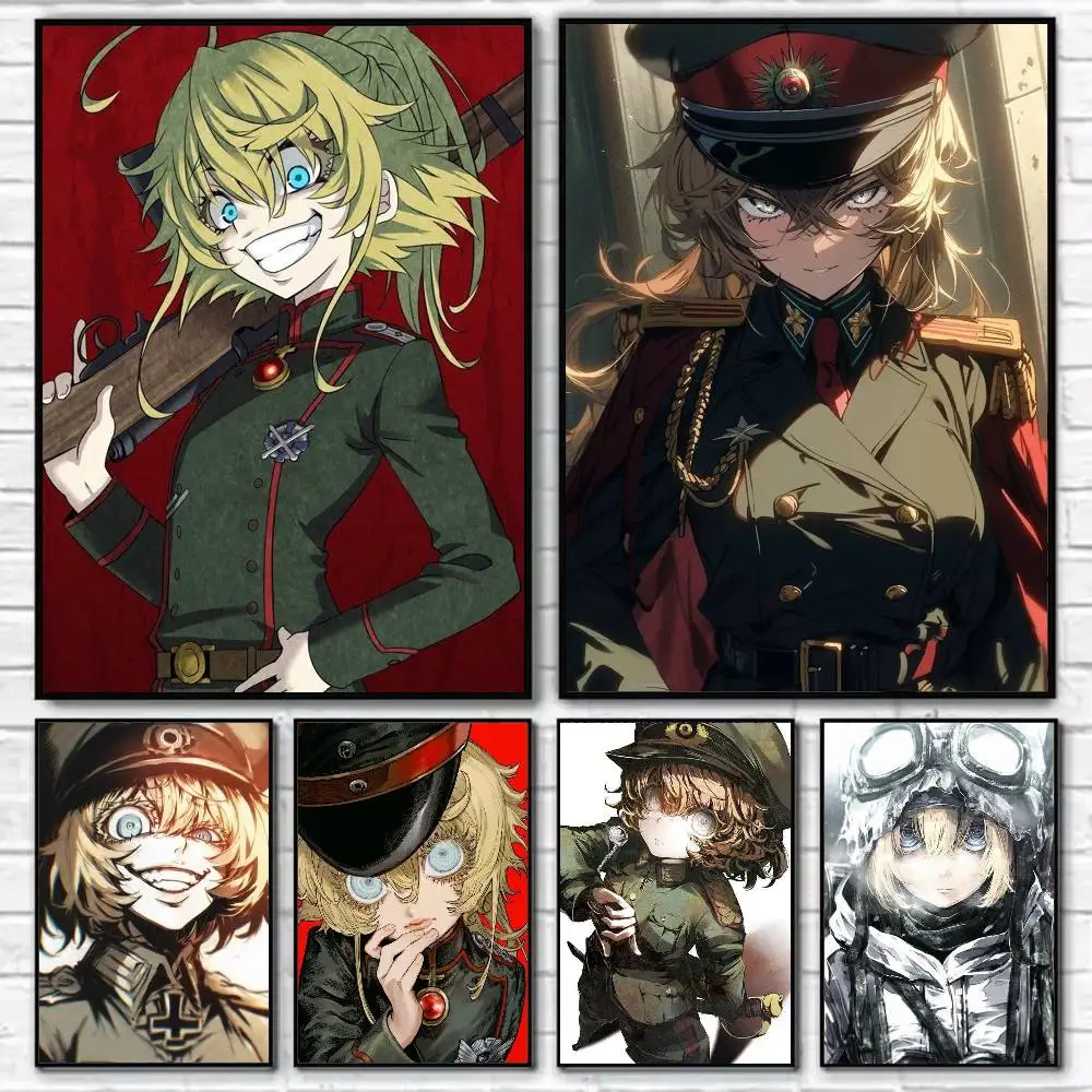 The Saga of Tanya The Evil Anime Waterproof Self-Adhesive Wall Poster for Bedroom Living Room Home Decor
