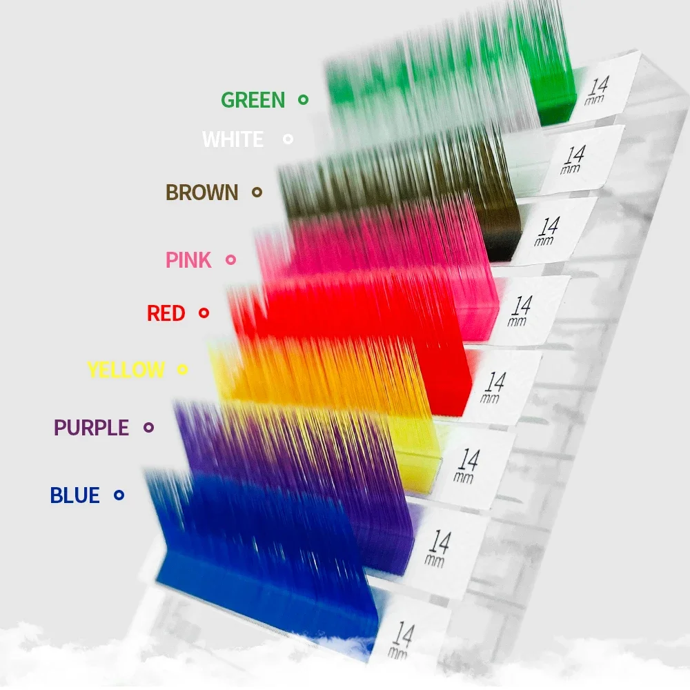 GAHAMACA Colored Eyelashes Extension Red Pink Purple Dark Brown Blue Green Purple Maquiagem Soft Natural Color Lash Cilios