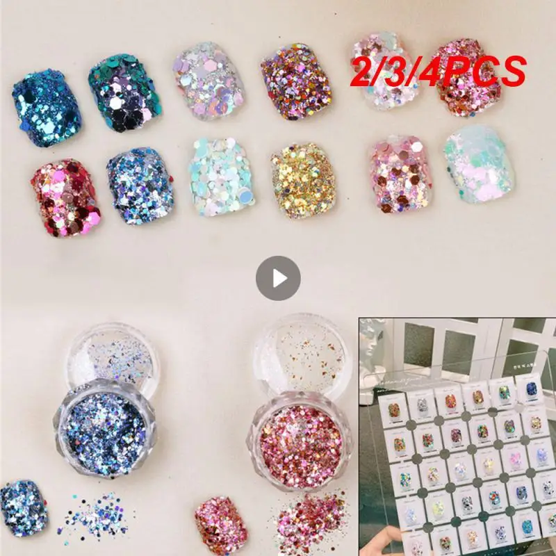 2/3/4PCS Nail Art Decoration Glitter Shiny Large Sequins Nails Colorful Holographic Manicure Gel Nail Polish Decor