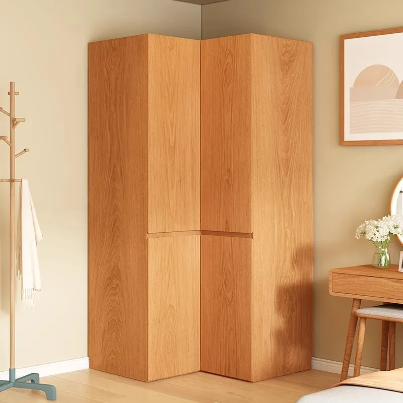 L-shaped corner cabinet, all solid wood wardrobe, household bedroom one door to the top 90 degrees corner wardrobe cloakroom