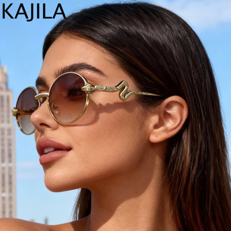 

Vintage Oval Punk Sunglasses Women 2025 Luxury Brand Trendy Metal Frame Snake Sun Glasses For Ladies Retro Outdoor Shades UV400