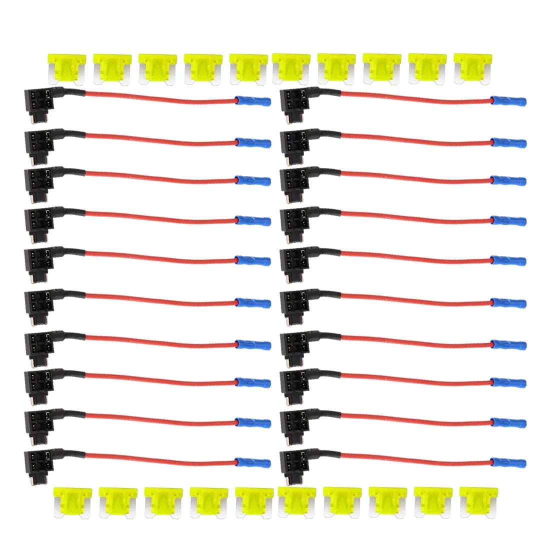 

40 Sets Car Add-A-Circuit Mini Blade Fuse Micro Tap Holder Adapter & 20A Fuse