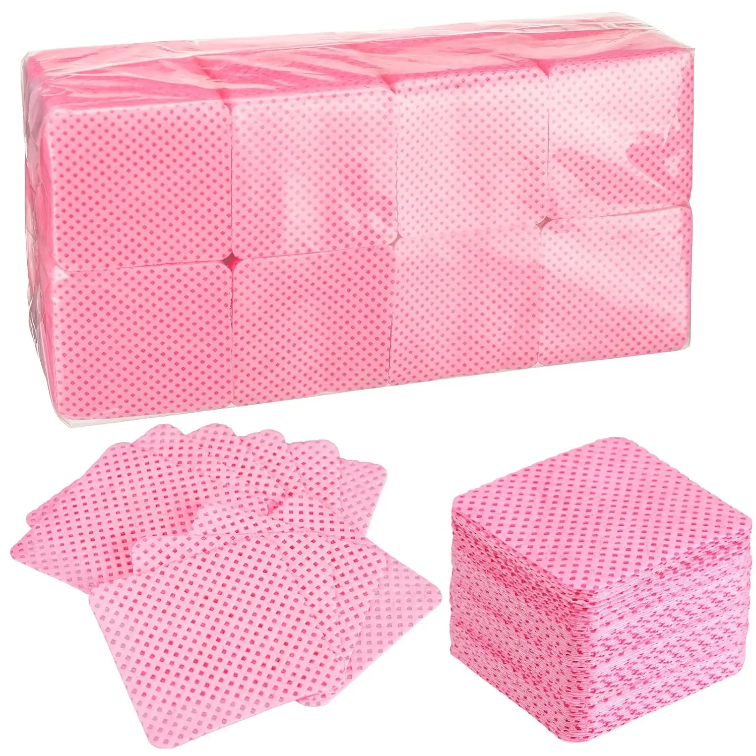 1000 Pcs Eyelash Extension Glue Wipes Non Woven Fabric Cleaner Lash Supplies Tools for Salon Nail Polish Bottle (Rose Red)