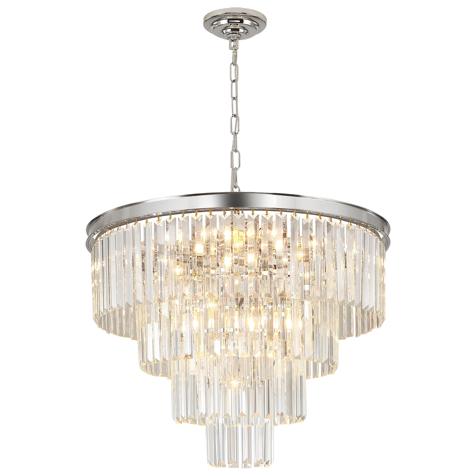 4 Tiers 11 Lights Chrome Crystal Chandelier,23.62x15.74 inch