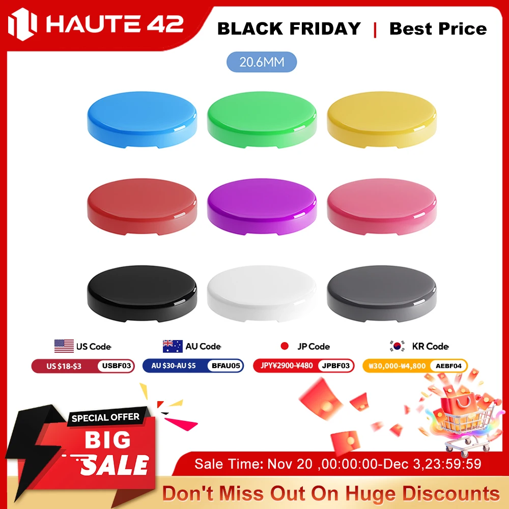 

Haute42 Hitbox Cross Keycaps for Leverless Arcade Controller Mini Hitbox Button Caps Colorful DIY 20.6mm Low Profile Keycaps 8PC