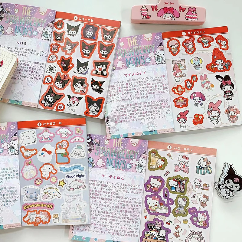 Imagem -04 - Sanrio Cartoon Sticker Book Kawaii Kuromi Adesivo Conta Decoração Mão para Meninas Presentes 450 Pcs por Conjunto