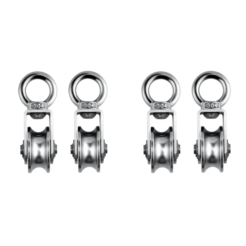 

FAST-Cable Pulley Wheel Stainless Steel Swivel Pulley Block Silence Rotation Traction Wheel For System Lifting Gym 4Pcs