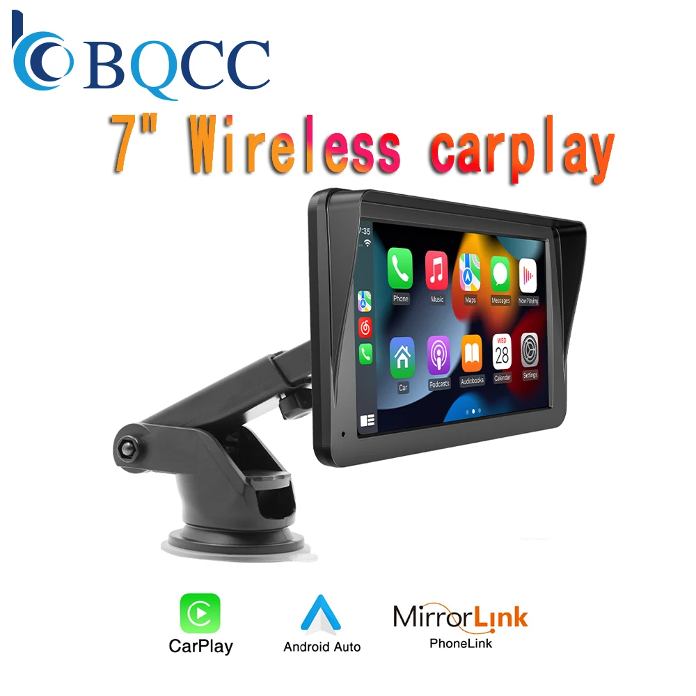 BQCC 7inch Car Radio Multimedia Video Player Wireless Carplay And Wireless Android Auto Touch Screen Sun Visor 5300