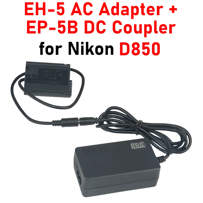 

D850 AC Power Kit EH-5 LED Display AC Adapter + EP-5B DC Coupler for Nikon D850 AC Power