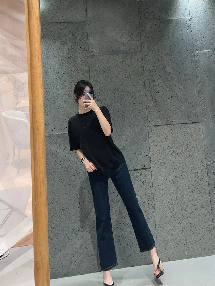 

Женские синие джинсы Slim Fit из комфортного эластичного хлопка, для повседневной носки, с микроэластичной талией, производство Китай