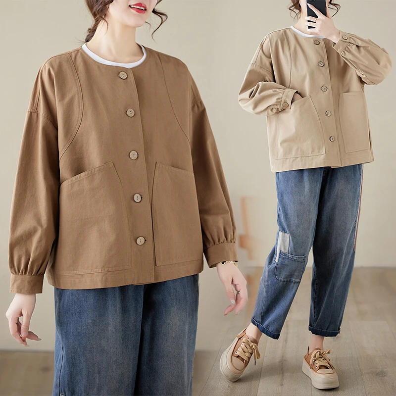 

Свободный повседневный художественный длинный све, круглый открытый кардиган, весенний новый Sle, корейская версия, цветной топ, большие размеры