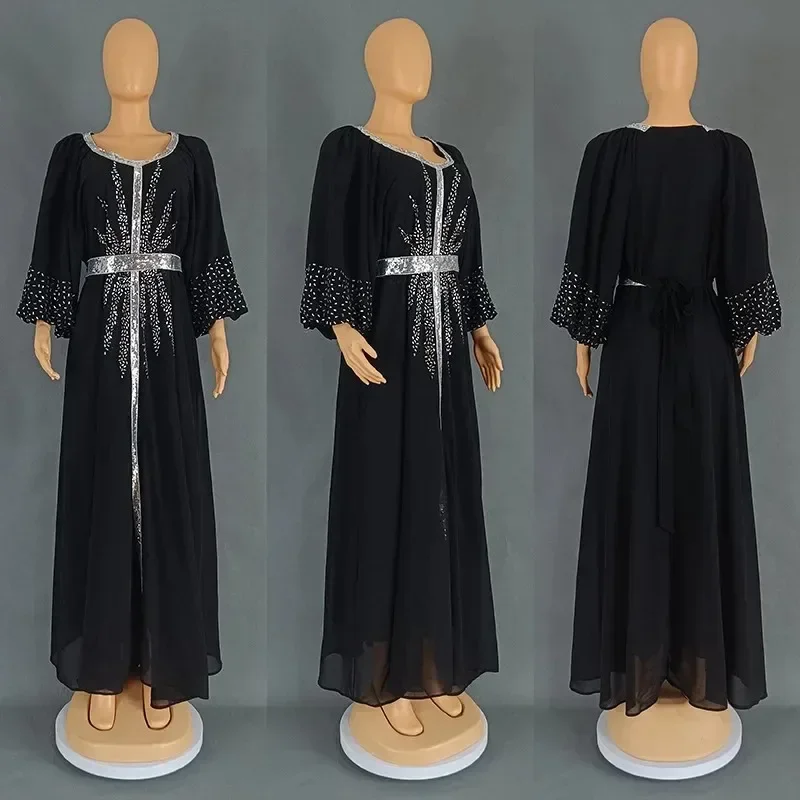 Robe musulmane de luxe pour femmes, Dubaï, diamant, modeste, élégant, arabe, Abaya, Islam, Turquie, vêtements, Djellaba, Maroc, caftan, 2025