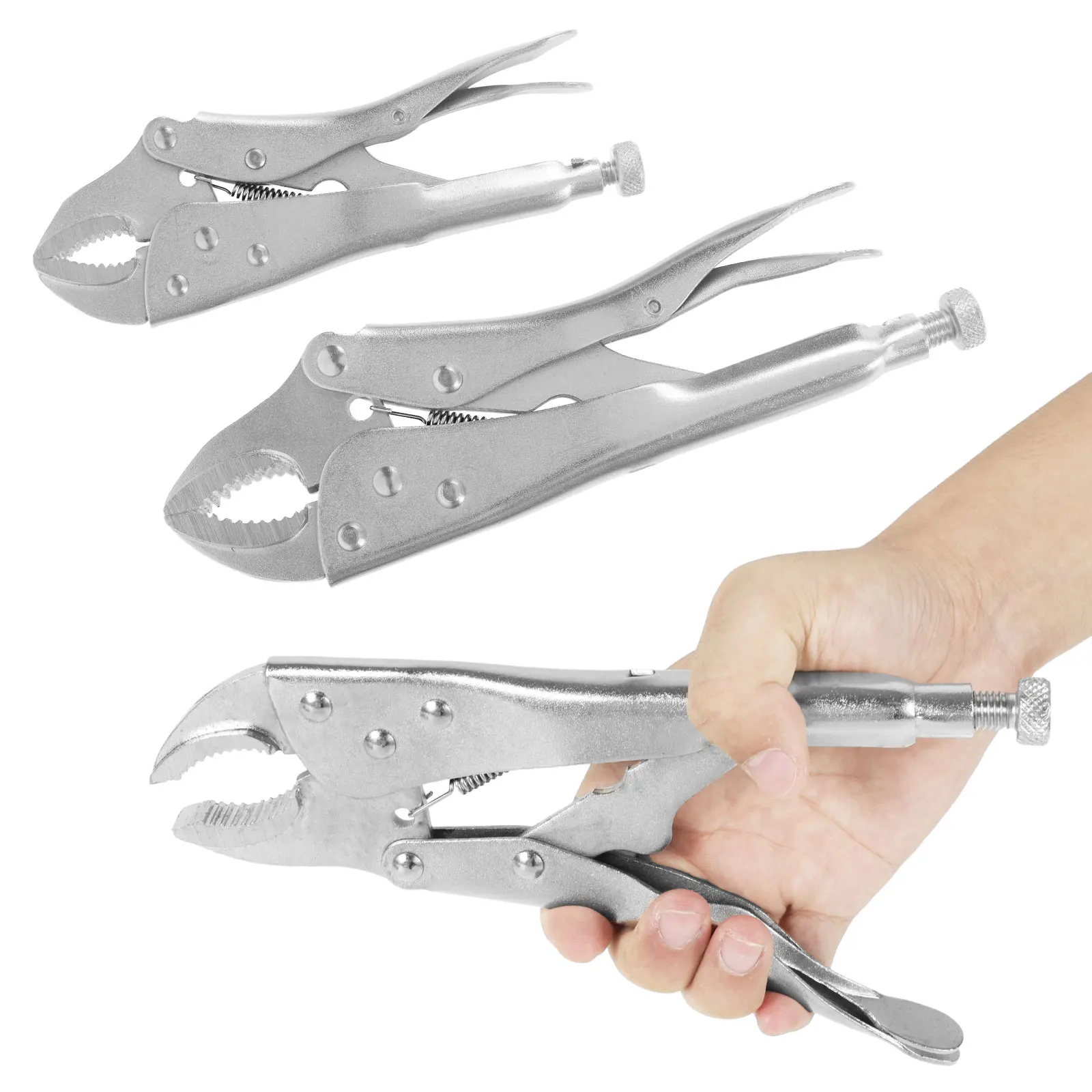 

3 Pcs Carbon Steel Locking Pliers Set Locking Pliers with Ergonomic Handle Enduring Wire Stripper Tools Set for Welding Riveting