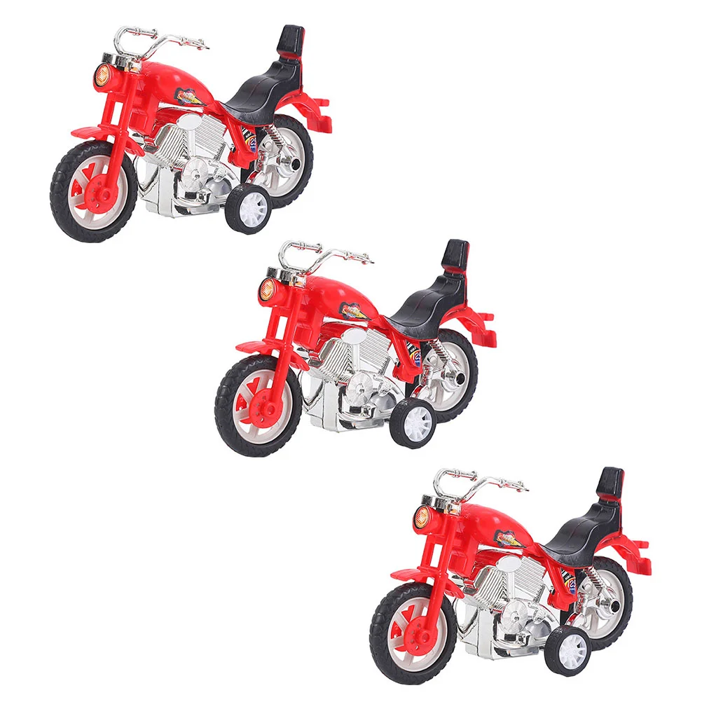 3 Pcs Pull Back Motorcycle Motorbike Toy Simulation Inertia Plaything Pull-Back Plastic Mini