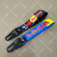 Embroidery Red Bull Key Chain Tag Strap Leather Accessories Keytag Racing Keychain
