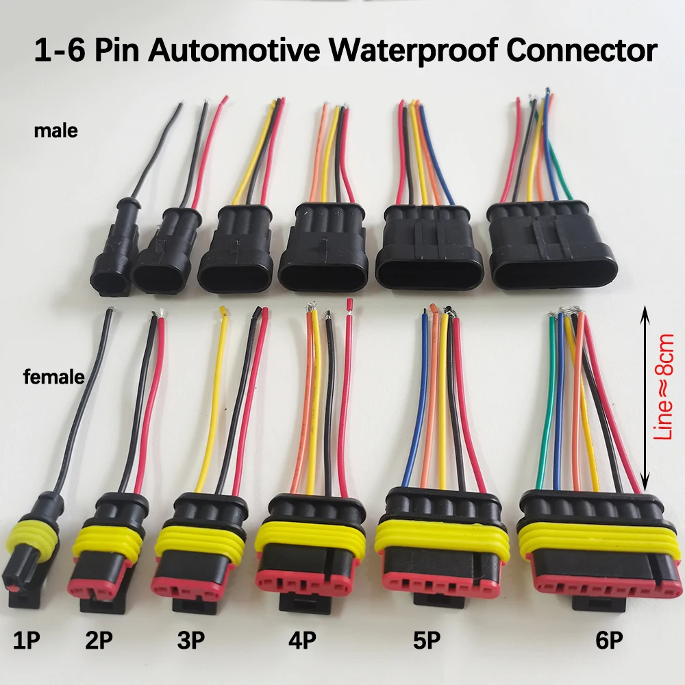 1 Stück 1 2 3 4 5 6 Pin Wasserdichter Elektrischer Auto-Steckverbinder Männlich Weiblich mit Kabelbaum für Auto, Schiff, E-Bike, Motorrad – Detail 1