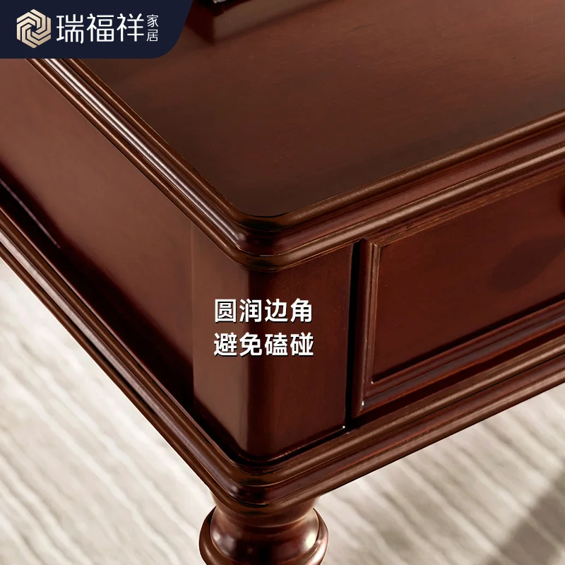 Amerikanischer kleiner Schreibtisch aus massivem Holz, leichter Luxus-Computertisch mit drei Pumpen aus Buche