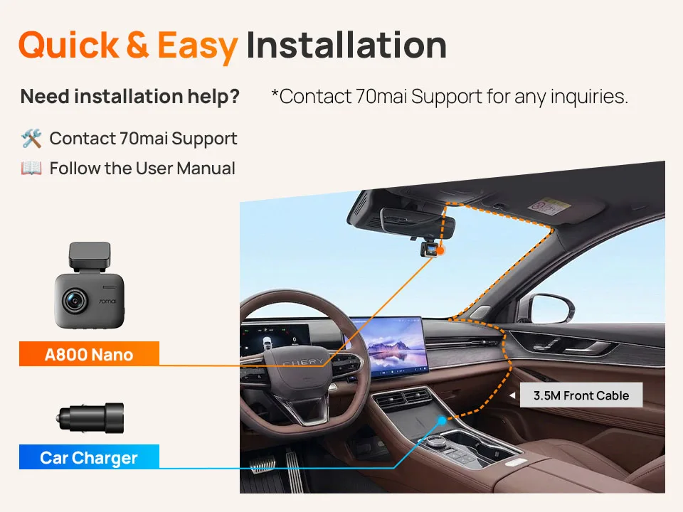 Globale Version 70mai Dashcam A800Nano 4K Bild Frontkamera HDR Wi-Fi GPS ADAS 24H Parkmodus 70mai A800 Nano Echte 4K Auto-DVR – Detail 17