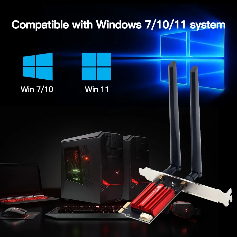 AC1200 WiFi 5 PCIE WiFi محول بطاقة الشبكة اللاسلكية بلوتوث 4.0 ثنائي النطاق 2.4G/5 جيجا هرتز 802.11AC لسطح المكتب ويندوز 7/8/10/11