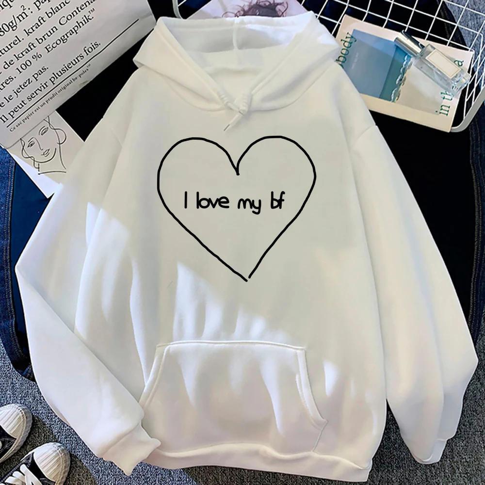 

i Love My Boyfriend hoodies women Kawaii 90s long sleeve top anime clothes Hood female long sleeve top sweater