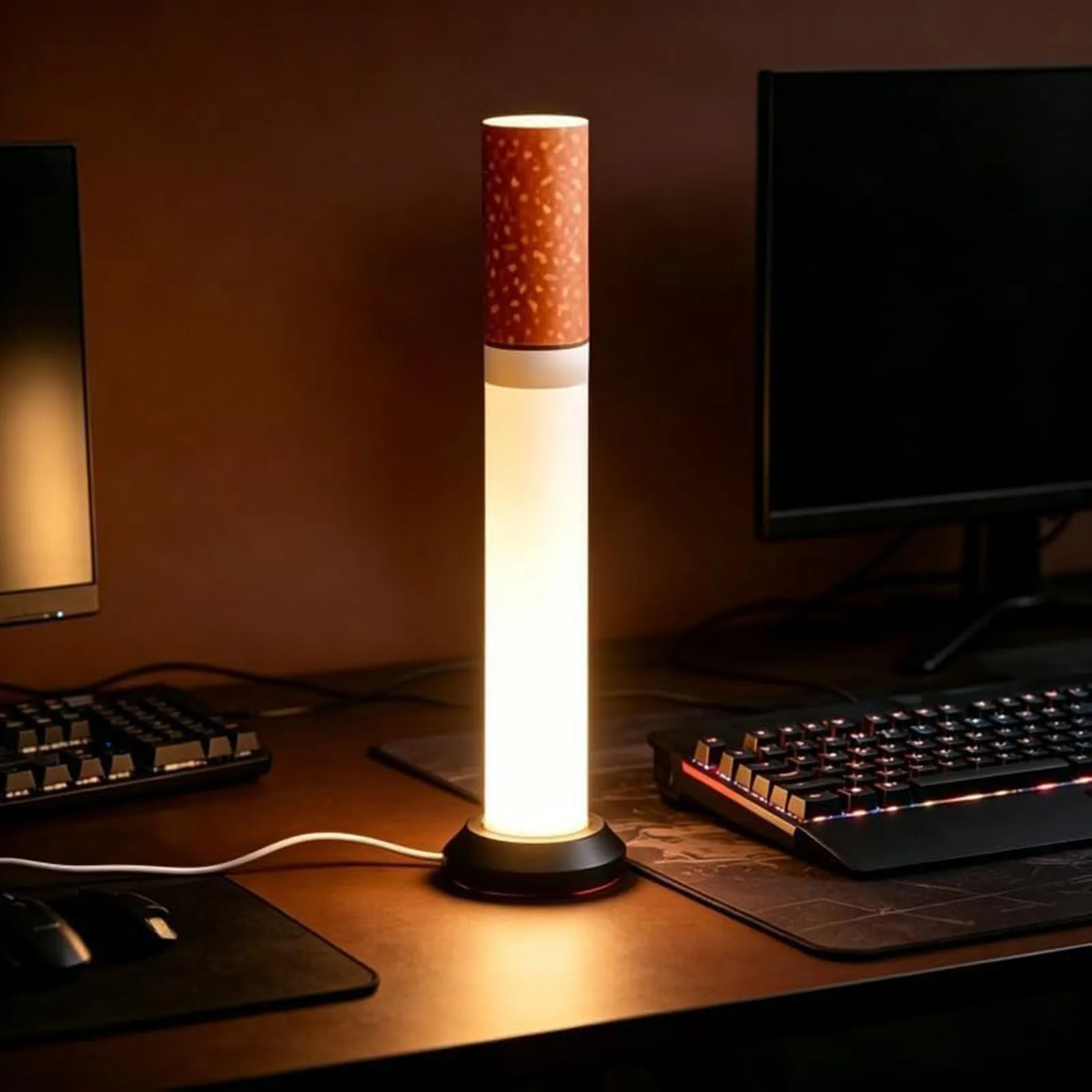 Cigarette Shaped Decorative Lights with Warm Glow LED Ambient Night Light Creative Bedside Lamp Ornament for Home Office Desktop