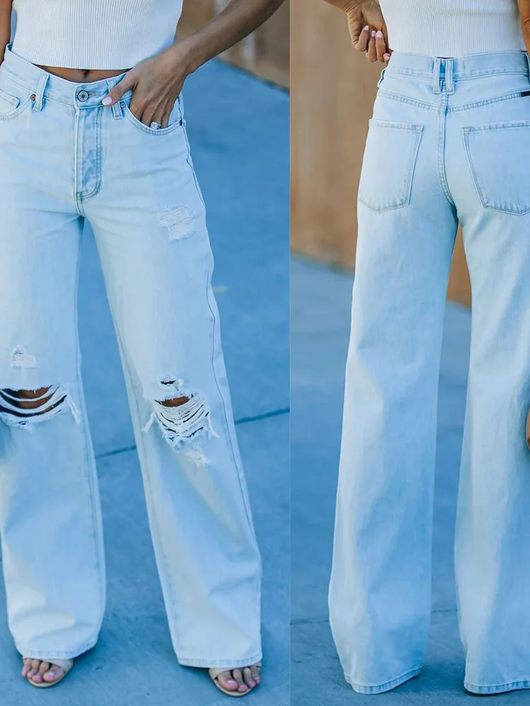 

Faionable Casual Denim Pants Women's Versatile Straight Leg Jeans Spring Autumn Wear Comfortable Straight Fit Trousers