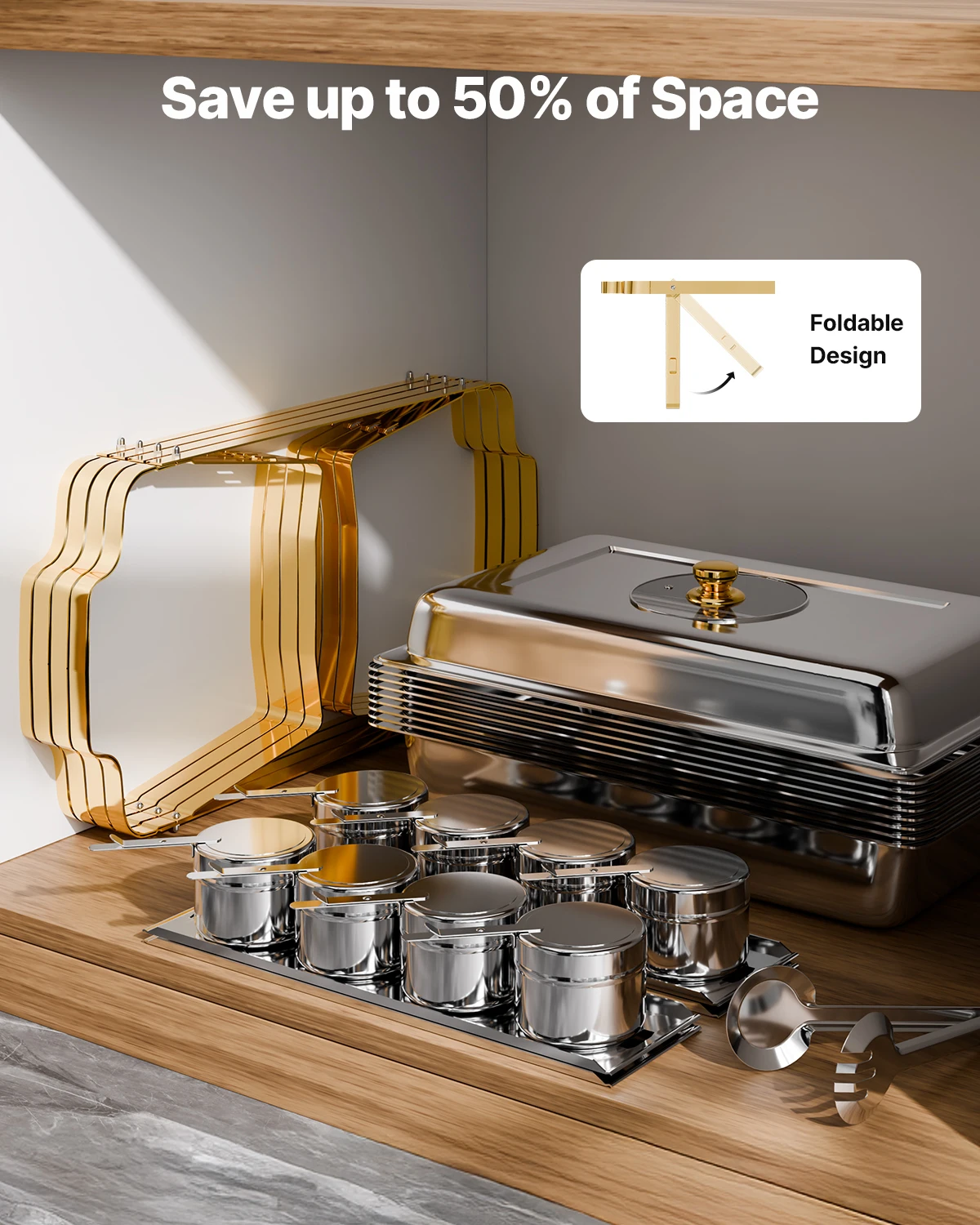 مجموعة بوفيه أطباق الغضب من SucceBuy سعة 8 كيو تي من الفولاذ المقاوم للصدأ مع مقالي كاملة الحجم مستطيلة لتدفئة تقديم الطعام مع غطاء زجاجي