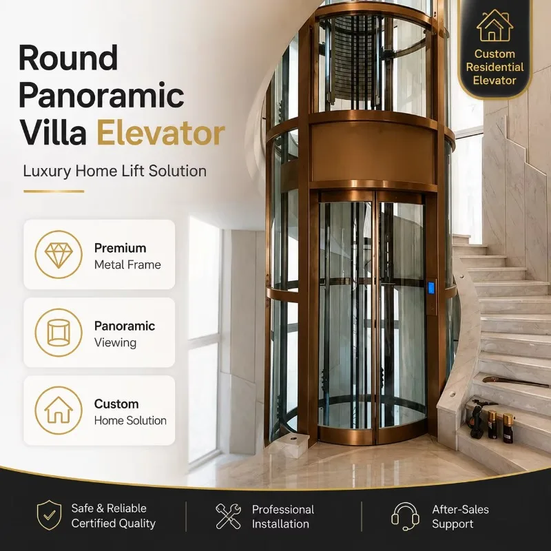 Small Diameter Circular Home Elevator Compact Round Villa Lift Space Saving Residential Passenger Lift for Tight Corner