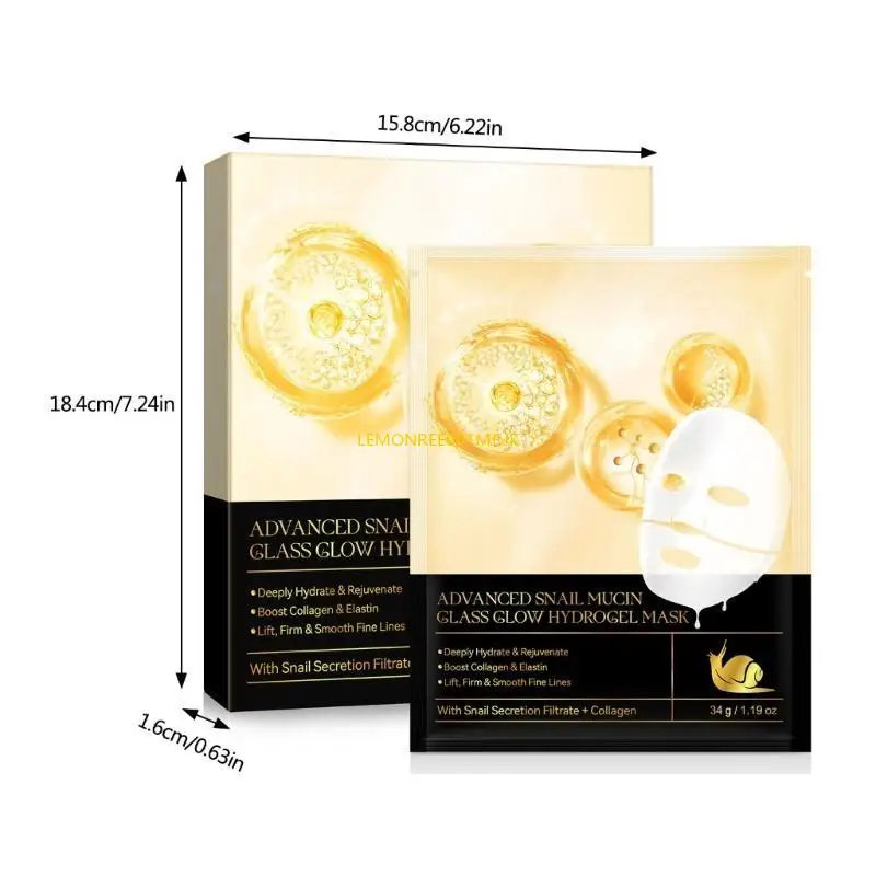 

M4ya 4 PCS Увлажняющая маска улитки Mucin Glow Glow Hydrogel Gace Mask Footing Mask