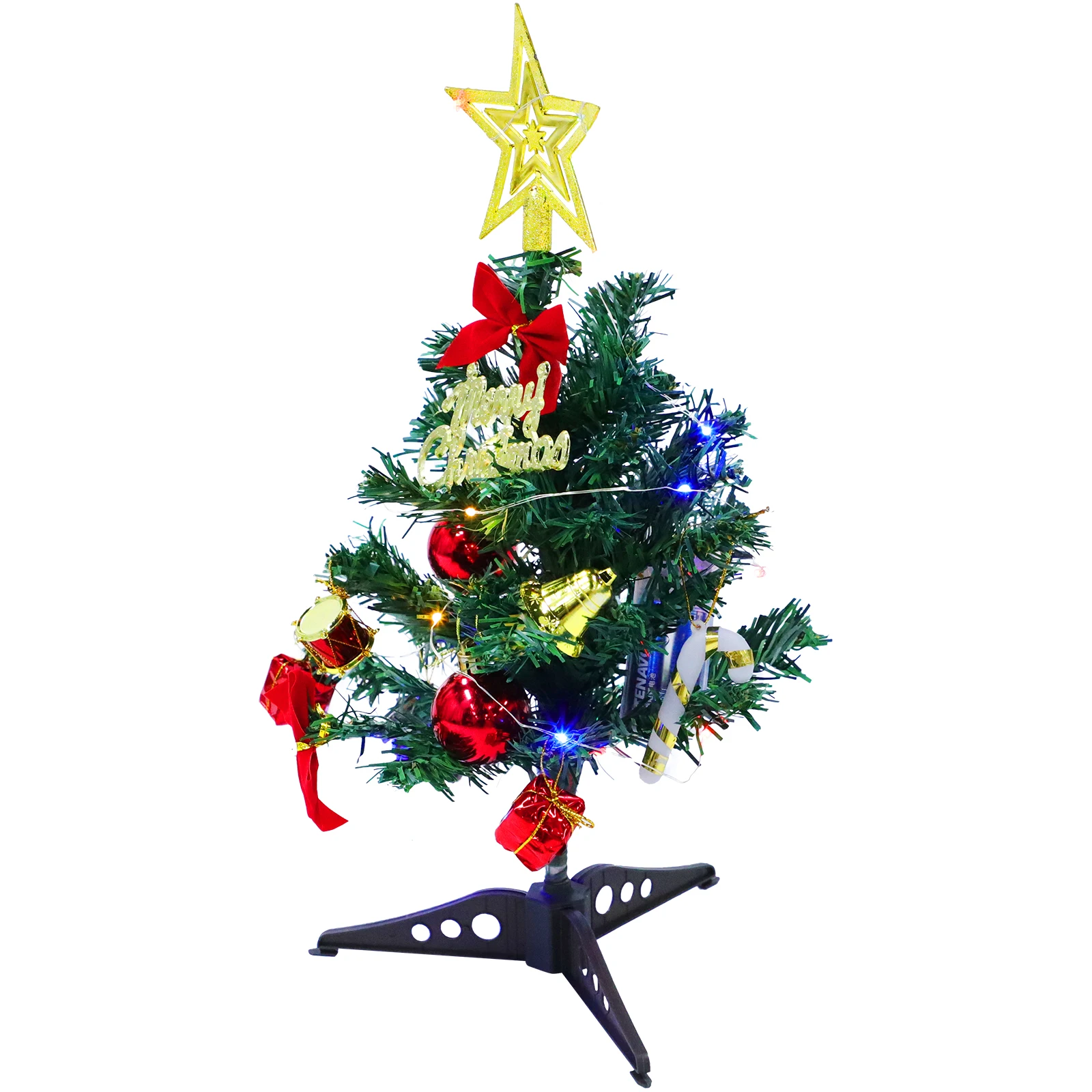 

Mini Christmas Tree with Lights Trees Artificial Xmas Party Desktop Pvc Small Office