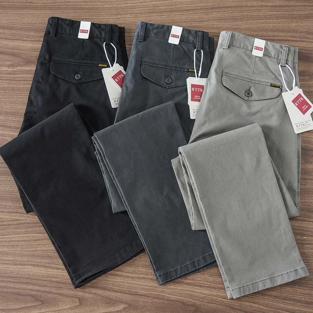 2024 Spring and Autumn New American Retro Woven Twill Cargo Pants Men\'s Simple 97% Cotton Washed Slim Straight Casual Trousers