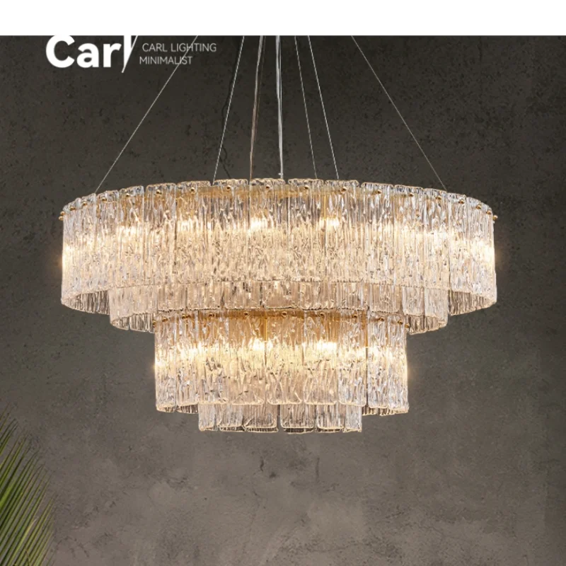 

French Style Living Room Chandelier Restaurant Modern Light Luxury Exquisite Atmosphere Glass Villa Designer Bedroom Lamp