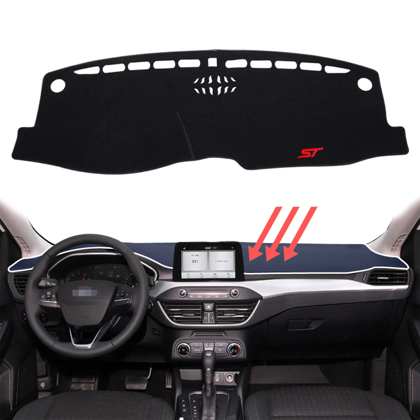 for Ford Focus ST RS 2024 - 2019 Car Dashboard Mat Sunshade Protective Carpet Dash Mat Dashmat